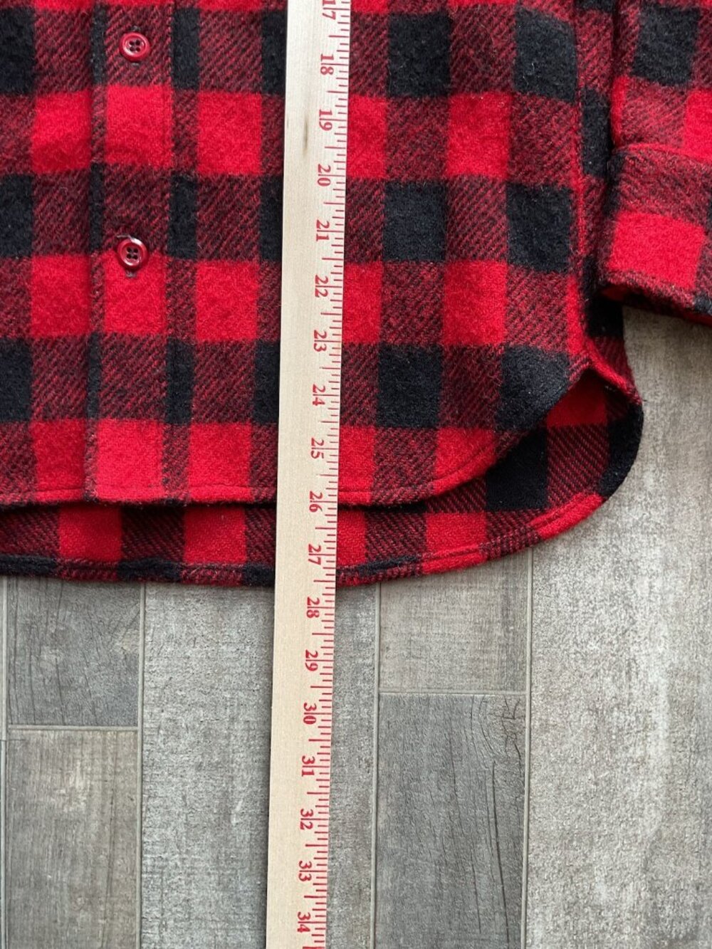 VTG Woolrich Buffalo Plaid Wool Flannel Shirt Jacket USA Hunting Shacket Small - Picture 7 of 8